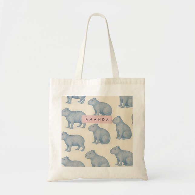 Personalized Minimalist Cute Capybara Pattern Tygkasse (Framsidan)
