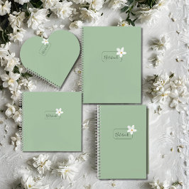 Personalized Minimalist Green Flower Notebook