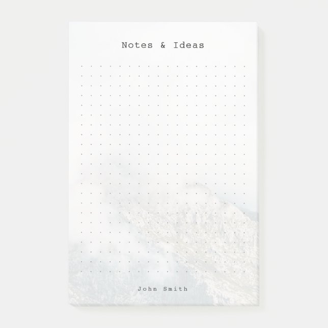 Personalized Minimalist Mountain Dot Grid Post-it Block (Framsida)