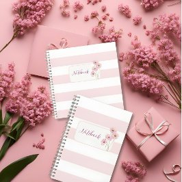 Personalized Minimalist Pink Floral Notebook