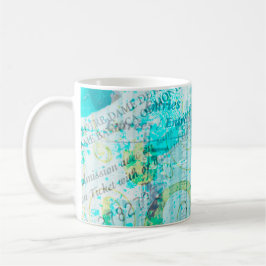 Personalized Mixed Media Coffee Mug in Blue/Green Kaffemugg