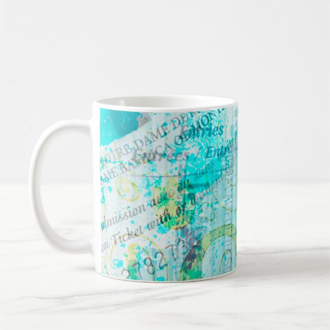 Personalized Mixed Media Coffee Mug in Blue/Green Kaffemugg (Vänster)