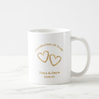 Personalized Modern 10th Wedding Anniversary Gift Kaffemugg