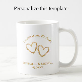 Personalized Modern 20th Wedding Anniversary Gift Kaffemugg