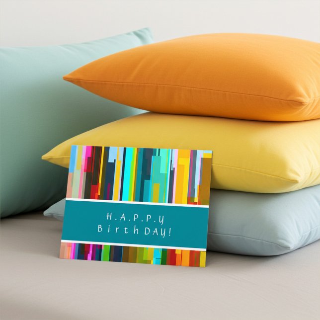 Personalized Modern Abstract Art Birthday Postcard Vykort (Skapare uppladdad)