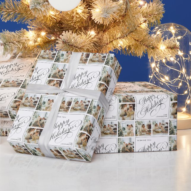 Personalized Modern Calligraphy Christmas Photo Presentpapper (Helgdagar)