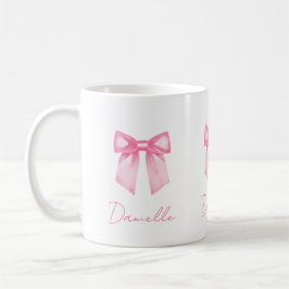 Personalized Modern Elegant Pink Bow Name Mug Kaffemugg