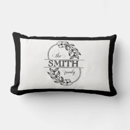  Personalized Modern Floral Family Name Monogram Lumbarkudde