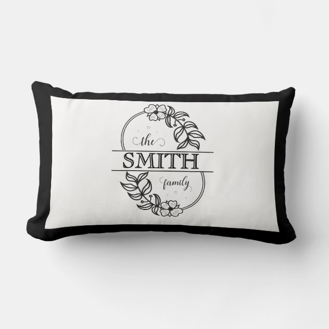  Personalized Modern Floral Family Name Monogram Lumbarkudde (Framsida)