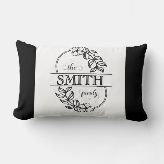 Personalized Modern Floral Family Name Monogram Lumbarkudde
