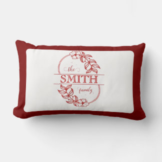 Personalized Modern Floral Family Name Monogram Lumbarkudde