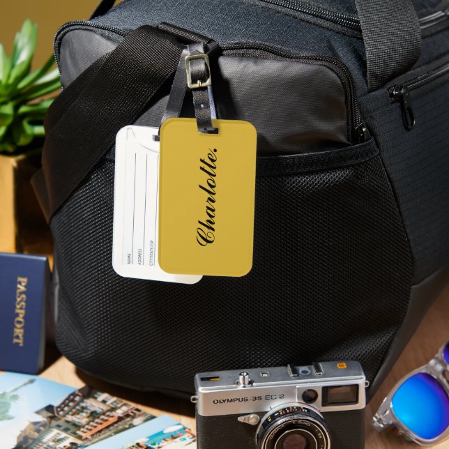 Personalized Modern Luggage Tag with Name Option Bagagebricka (Framsida & Baksida)