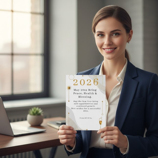 Personalized Modern Minimalist Business New Year  Julkort (Skapare uppladdad)