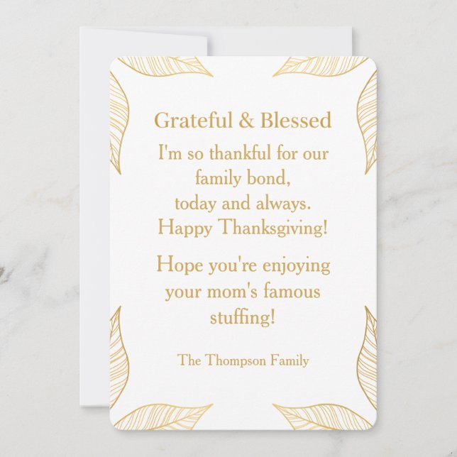 Personalized Modern Minimalist Thanksgiving Julkort (Framsida)