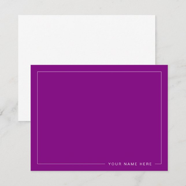 Personalized Modern Purple Flat Note Card Anteckningskort (Fram/baksida)