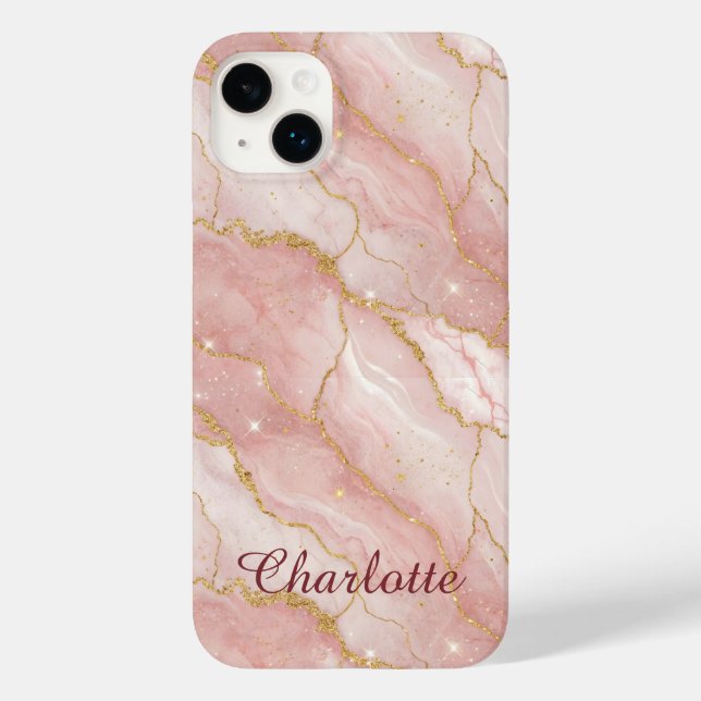 Personalized Modern Rose Quartz Marble Gold (Baksida)