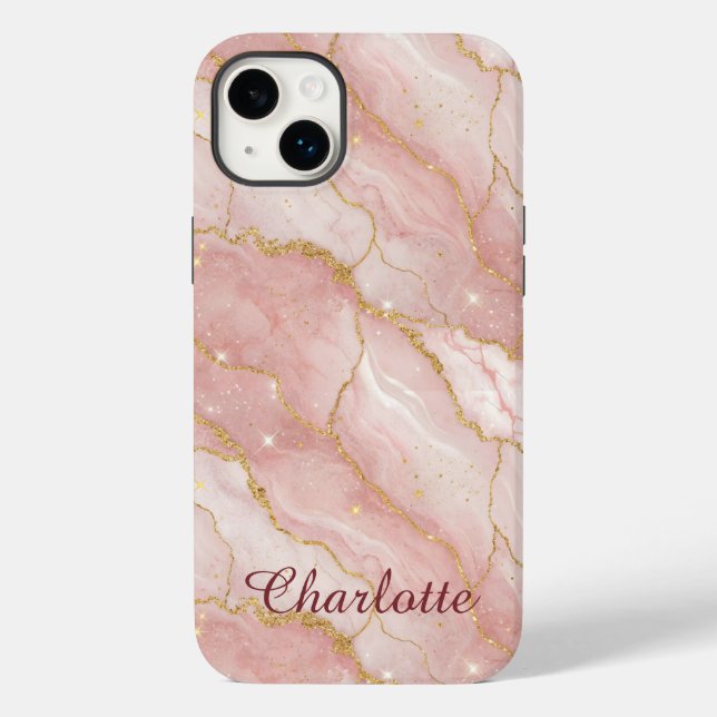 Personalized Modern Rose Quartz Marble Gold (Baksida)