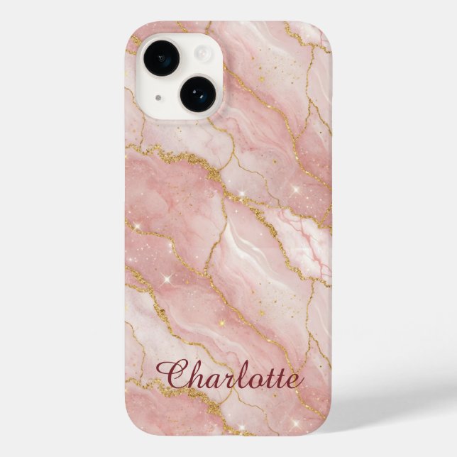 Personalized Modern Rose Quartz Marble Gold (Baksida)