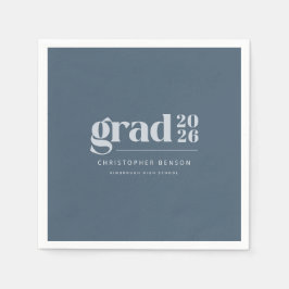 Personalized Modern Slate Blue 2026 Graduation Pappersservett