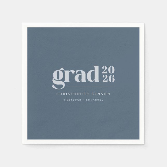 Personalized Modern Slate Blue 2026 Graduation Pappersservett (Framsidan)