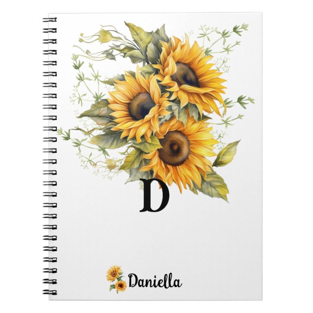 Personalized Modern Sunflower Anteckningsbok (Framsidan)