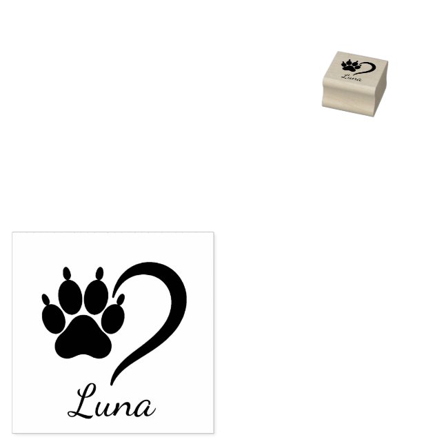 Personalized Modern Trendy Dog Pet Paw Print Cute  Stämpel (Stämplad)