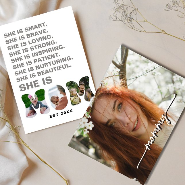 Personalized Mom cutout photo Affirmation new mom Vykort (Skapare uppladdad)