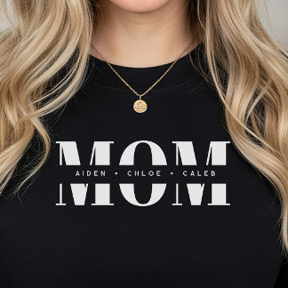 Personalized MOM Kids’ Names, Modern Chic Mom Gift T Shirt