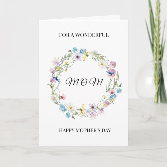 Personalized Mom Mother's Day Floral Wreath  Kort (Framsida)