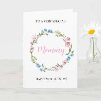 Personalized Mom Mother's Day Floral Wreath  Kort