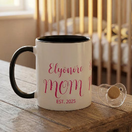 Personalized Mom Name Established Pink Script  Två-Tonad Mugg