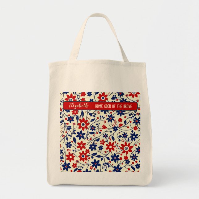Personalized Mom Patriotic Wildflower Market Tygkasse (Framsidan)