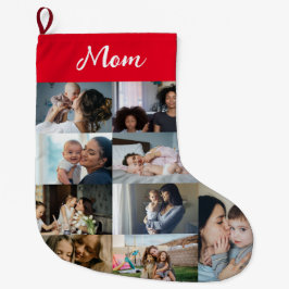 Personalized Mom Photo Collage Christmas Stocking  Stor Julstrumpa