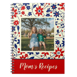 Personalized Mom Recipe Photo Floral Anteckningsbok