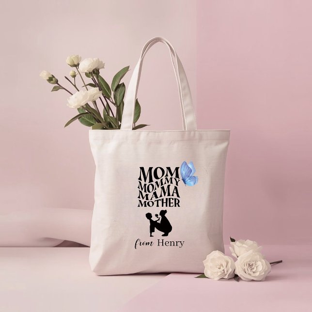 Personalized Mom Typography Tote Bag Tygkasse (Skapare uppladdad)