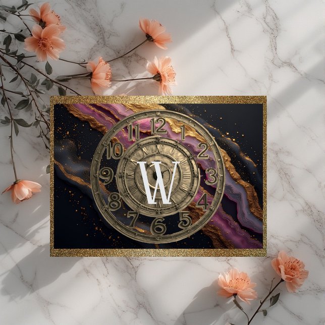 Personalized Monogram Agate Pink Rustic Metal Luxe (Personalized Monogram Agate Pink Rustic Metal Luxe Cutting Board)