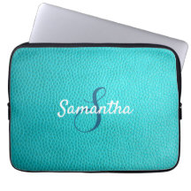 Personalized Monogram and Name Blue Leather