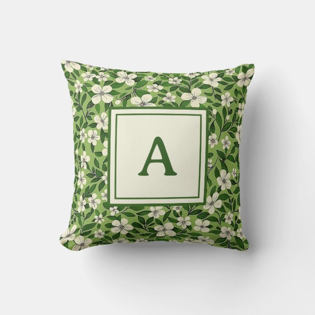 Personalized Monogram – Elegant Modern Floral  Kudde (Framsida)