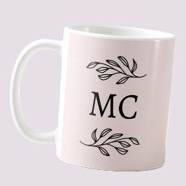 Personalized Monogram Initials Botanical Blush Kaffemugg