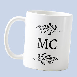 Personalized Monogram Initials Botanical Leaf Art Kaffemugg