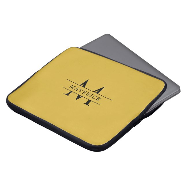 Personalized Monogram Metallic Gold Laptop Sleeve (Framsida topp)