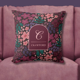 Personalized Monogram Moody Floral Kudde
