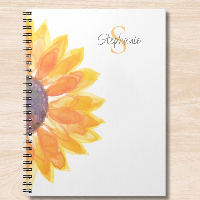 Personalized Monogram Sunflower  Anteckningsbok (Skapare uppladdad)