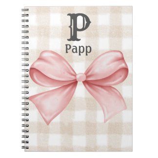 Personalized Monogrammed Gingham Coquette Bow Anteckningsbok