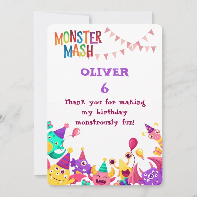 Personalized Monster Thank You Card – Crocodile &  Tack Kort (Framsida)
