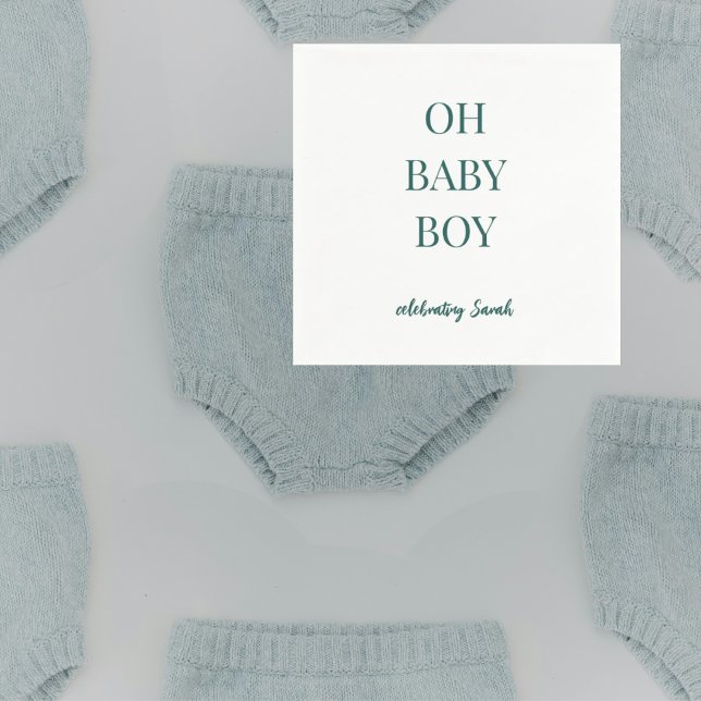 Personalized Moody Blue-Green Baby Boy Shower Pappersservett (Skapare uppladdad)