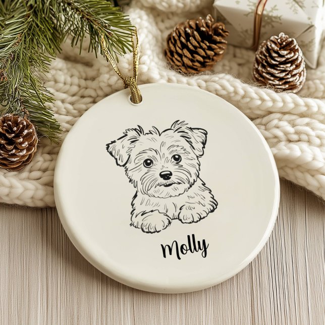 Personalized Morkie Dog Christmas Julgransprydnad Keramik (Skapare uppladdad)