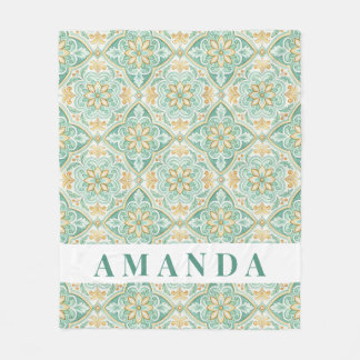 Personalized Moroccan Tile Mediterranean Fleecefilt