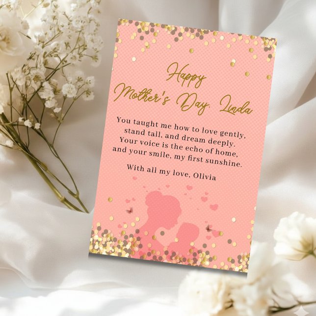 Personalized Mother’s Day Card Elegant Pink Love Julkort (Skapare uppladdad)