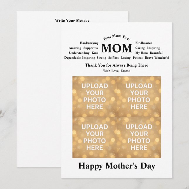 Personalized Mother’s Day Card Inbjudningar (Fram/baksida)